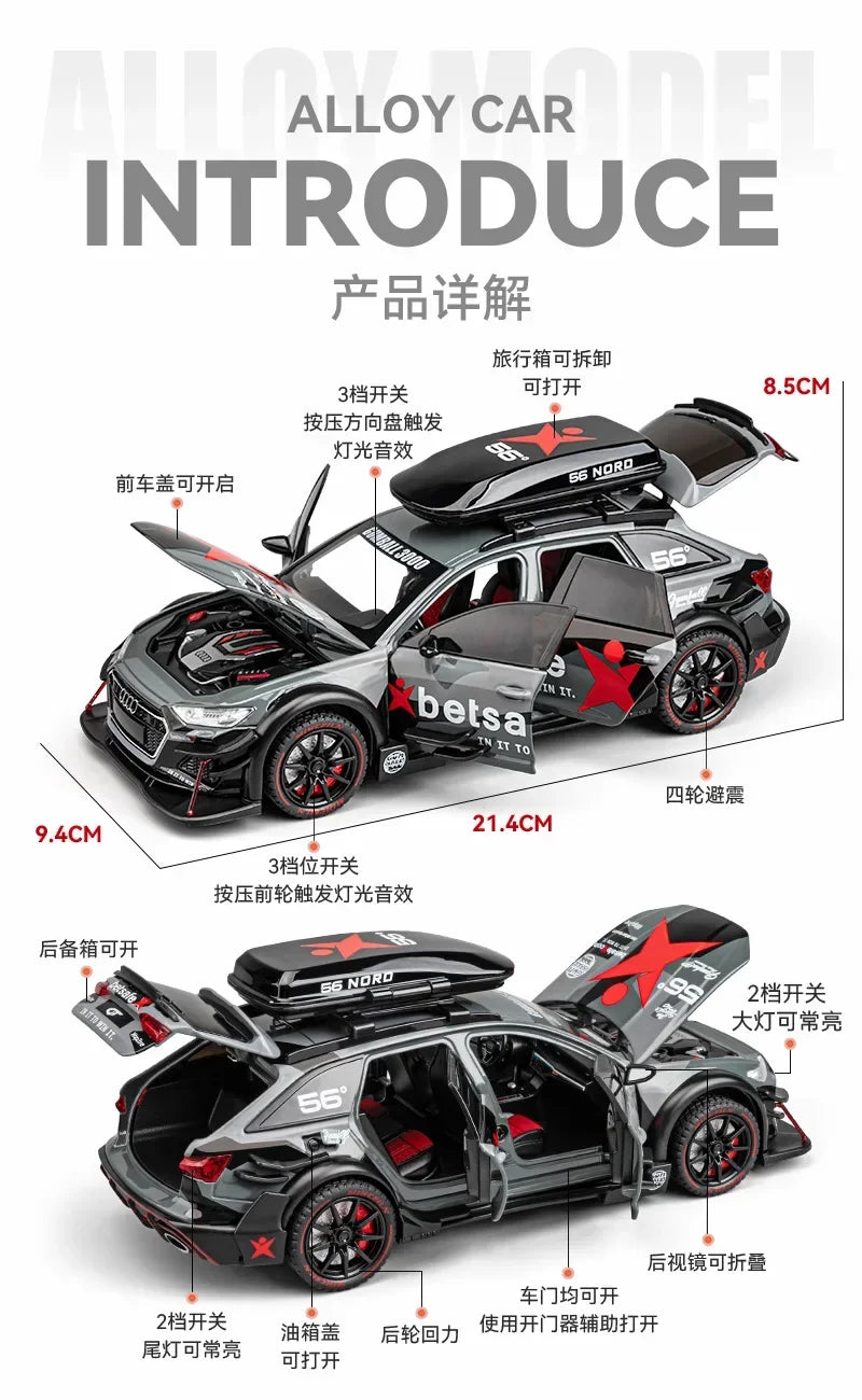 Figurine AUDI RS6 1:24 Version Modifiée — Métal, Lumières & Sons 🚗