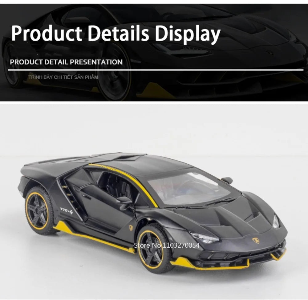 Figurine Lamborghini SVJ63 1:32 — Métal, Portes Ouvrantes, Lumières & Sons 🚗