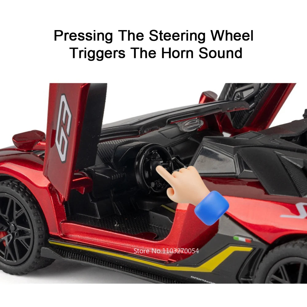 Figurine Lamborghini SVJ63 1:32 — Métal, Portes Ouvrantes, Lumières & Sons 🚗