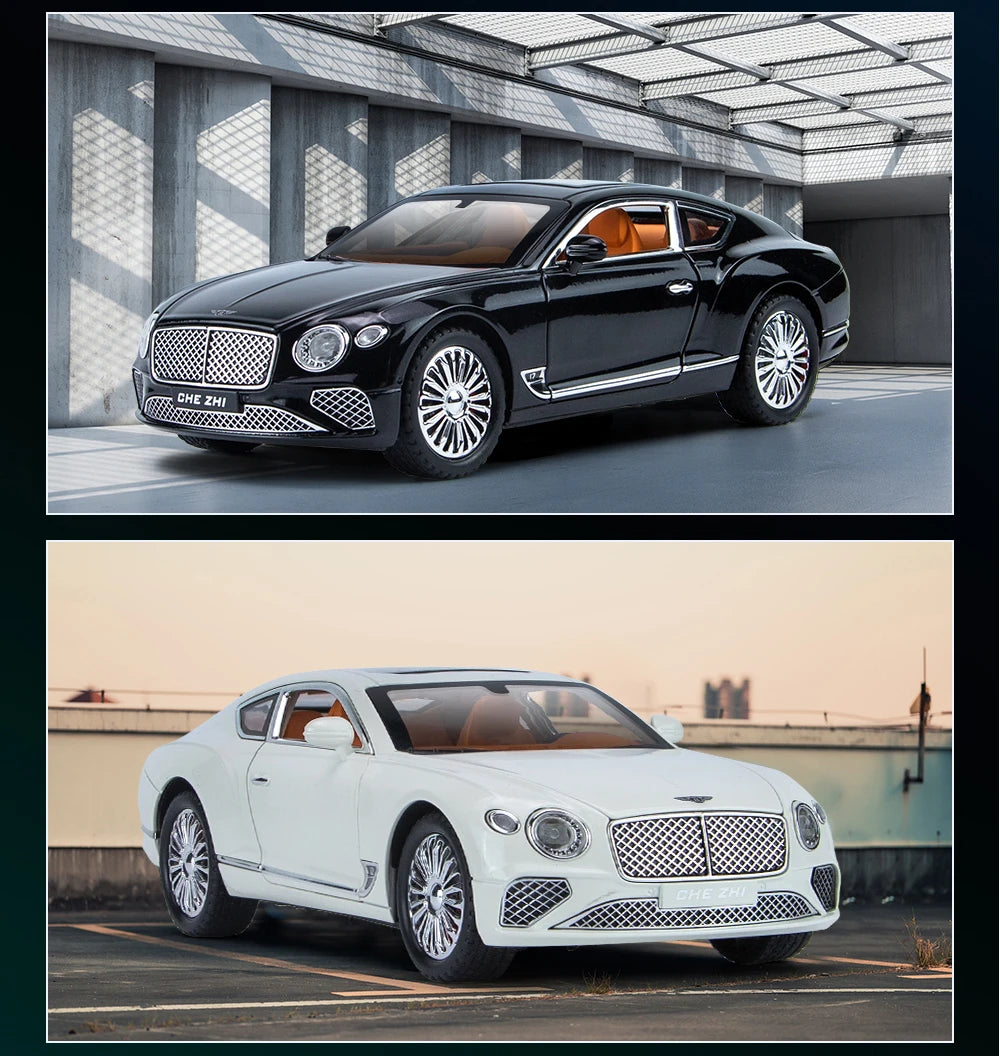 Voiture Miniature Continental GT 1:24 — Métal Diecast, Portes Ouvrantes, Lumières & Sons 🚗