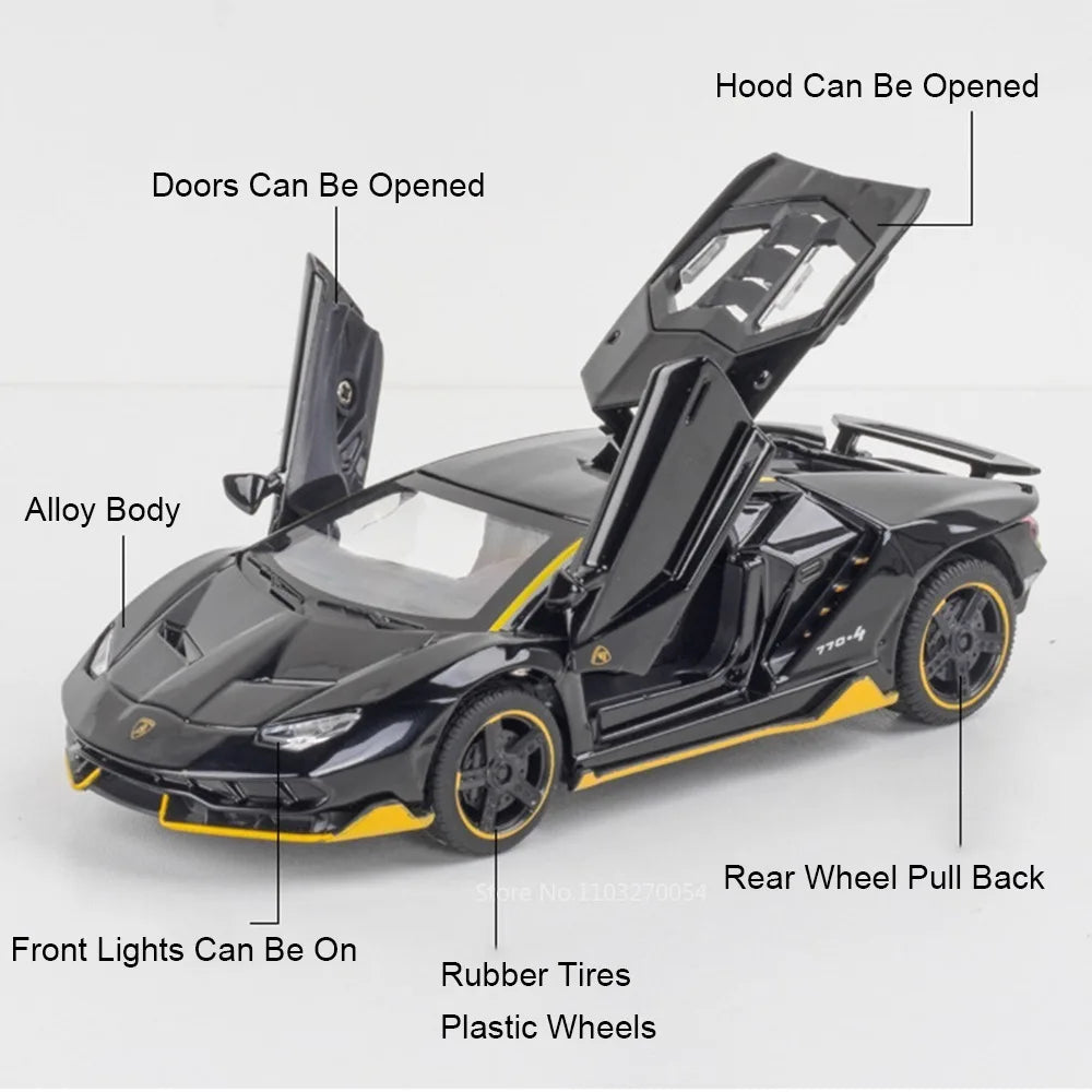 Figurine Lamborghini SVJ63 1:32 — Métal, Portes Ouvrantes, Lumières & Sons 🚗