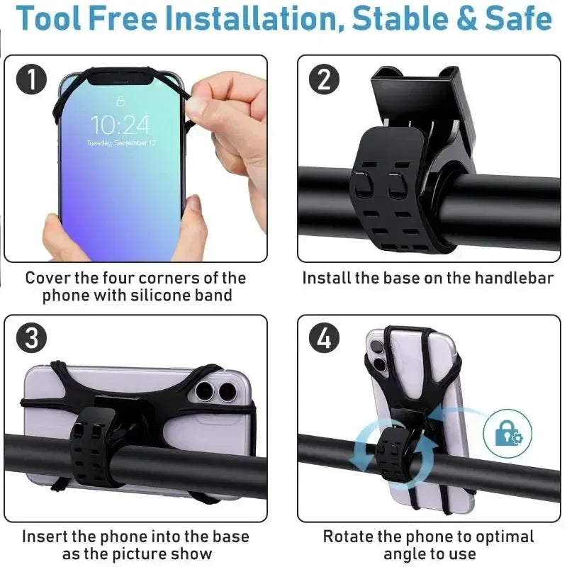 Support Téléphone Vélo & Moto 360° — Universel, Silicone, Sécurisé 📱