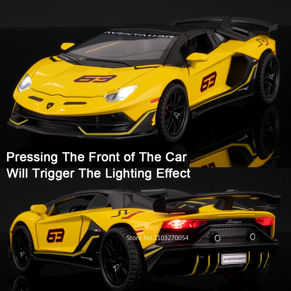 Figurine Lamborghini SVJ63 1:32 — Métal, Portes Ouvrantes, Lumières & Sons 🚗
