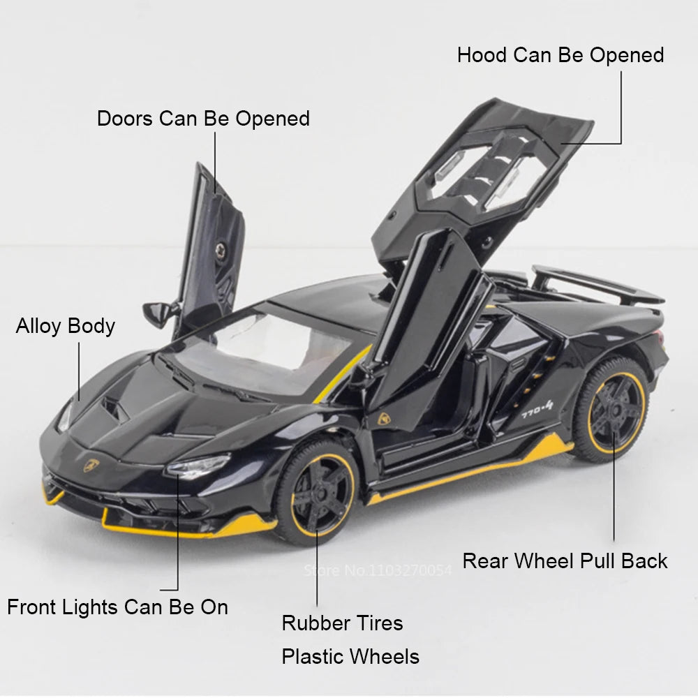 Figurine Lamborghini SVJ63 1:32 — Métal, Portes Ouvrantes, Lumières & Sons 🚗