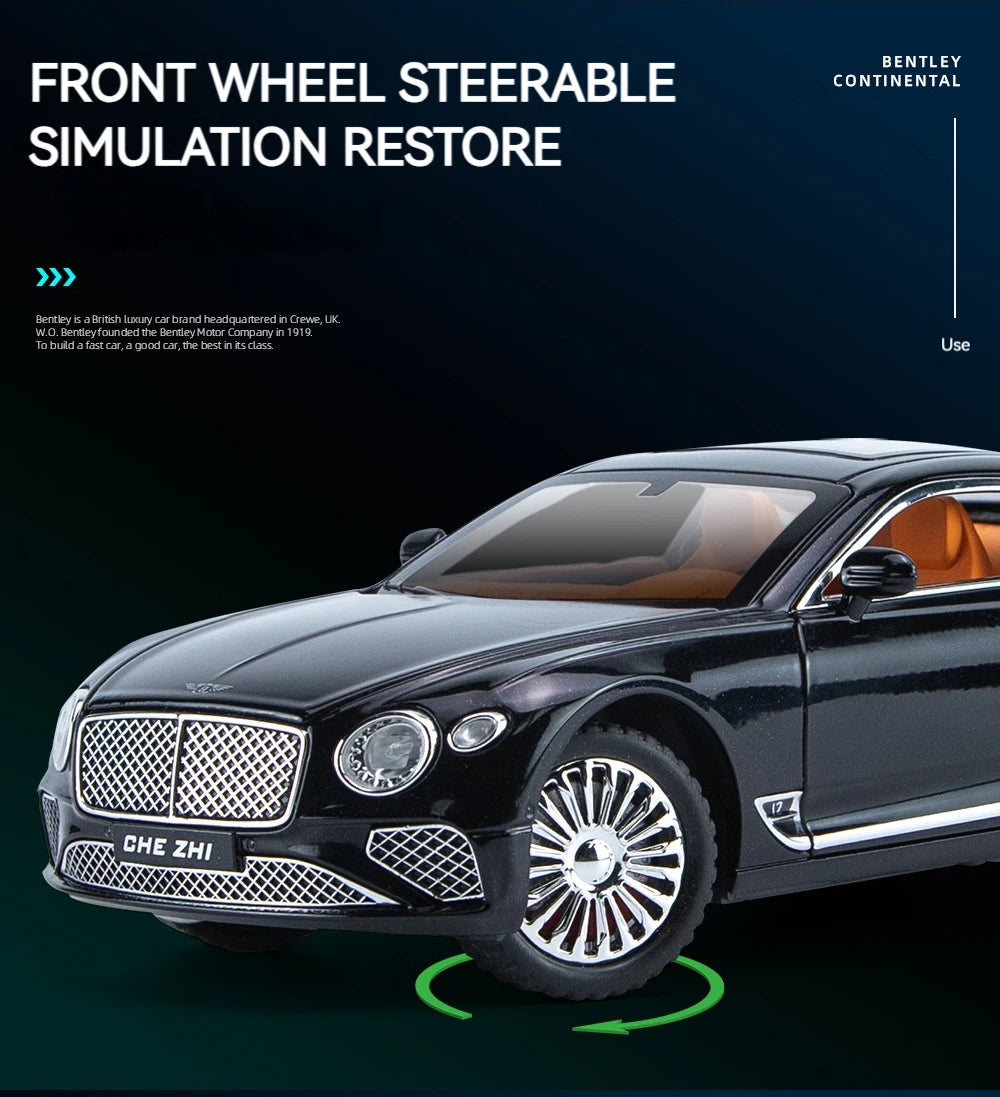 Voiture Miniature Continental GT 1:24 — Métal Diecast, Portes Ouvrantes, Lumières & Sons 🚗