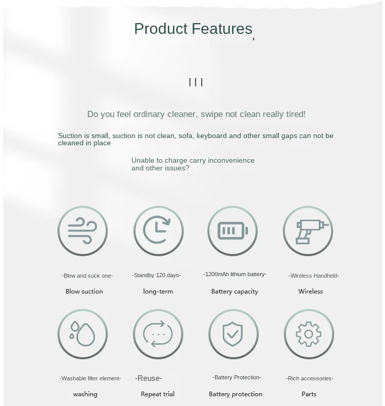 Aspirateur sans fil ABS ,appareil menager haute puissance