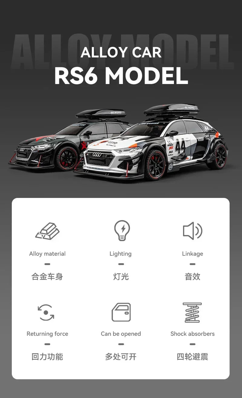 Figurine AUDI RS6 1:24 Version Modifiée — Métal, Lumières & Sons 🚗