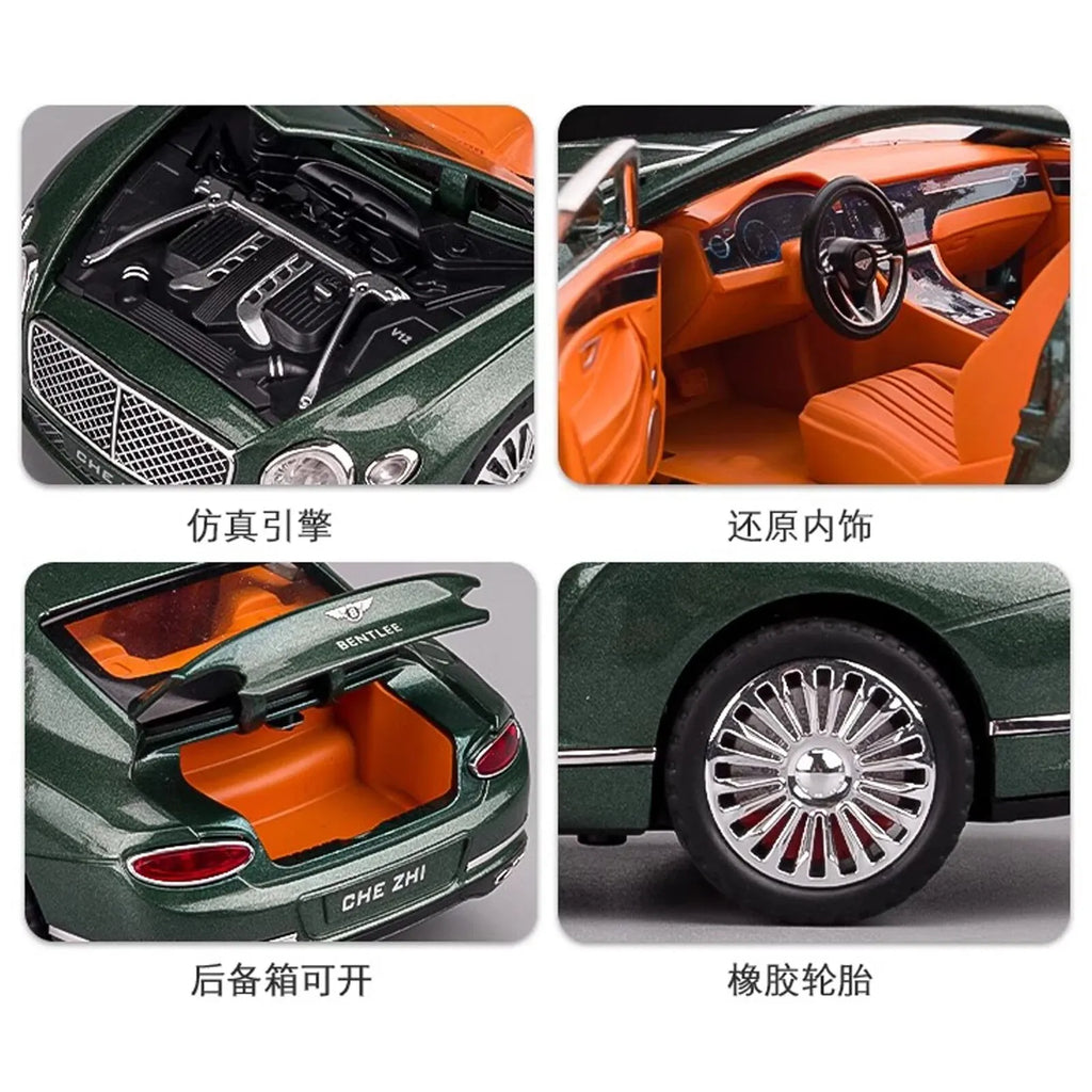 Voiture Miniature Continental GT 1:24 — Métal Diecast, Portes Ouvrantes, Lumières & Sons 🚗